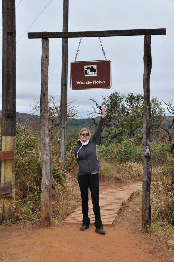Chegando na cachoeira do Véu da Noiva, na Chapada dos Guimarães, em Mato Grosso